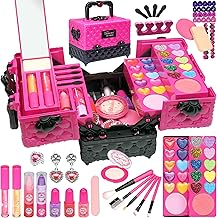 Kids Makeup Kit for Girl - 52 PCS Safe and Washable Makeup for Kids, Real Girls Makeup Kit, Toddler Makeup Kit with Cosmetic Case, Girls Toys Age 4-12, Princess Toys Birthday Gifts for Girls