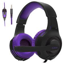 Anivia Computer Headsets Over Ear Headphones Wired Gaming Headset with Mic for PC Mac PS4 PS5 Xbox One, Stereo Surround Sound, Purple