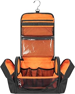 Prokva Tactical Toiletry Travel Bag for Men, Hanging Dopp Kit Hygiene Bag Shower Organizer with Hook for Toiletries and Shaving Care, Black