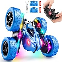 Zalneo Remote Control Stunt Car 4WD 360° Flip Double‑Sided RC Cars, LED Light Bar, USB‑C Modular Battery, 2.4 GHz Outdoor Beach Toy for Boys 6‑12 Years Old, Birthday & Christmas Kids Gift, Blue