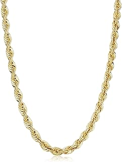 Kooljewelry Solid 14k Yellow Gold Filled Rope Chain Necklace for Men and Women (2.1 mm, 3.2 mm, 4.2 mm or 6 mm)