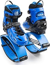 New Bounce Jumping Shoes for Kids - Premium Moon Boots - Durable Kangaroo Jumpers - Strong, Safe and Adjustable Fit, Perfect for Exercise and Fun - New & Improved Edition (Large, Blue)
