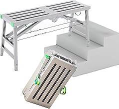 TXSWORSO Multi Purpose Folding Scaffolding Tower Adjustable Height Home Improvement Maintenance Work Bench Ladder Stool 180×40cm