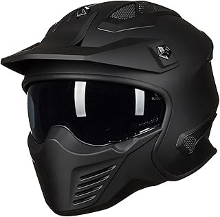 ILM Open Face Motorcycle 3/4 Half Helmet for Dirt Bike Moped ATV UTV Motocross Cruiser Scooter DOT Model 726X (Matte Black,L)