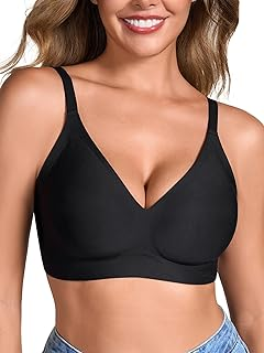 EYNMIN Deep V Push Up Bras for Women Seamless Wireless No Underwire Jelly Supportive Full Coverage Comfortable Everyday Bra