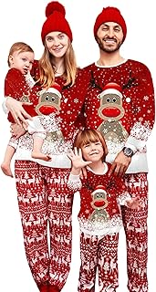 OAKFashion Christmas Family Pajamas Holiday Christma Pajama Family Matching Pjs Set Sleepwear Xmas Jammies