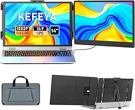KEFEYA Laptop Screen Extender, 14" FHD 1080P IPS Laptop Monitor Extender Dual Screen, Portable Monitor for Laptops 13-17" with USB-C/HDMI Port, Plug n Play for Windows/Mac/Android/Switch/PS5