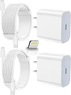 FEEL2NICE iPhone Charger Fast Charging 2 Pack Type C Wall Charger Block with 2 Pack [6FT&10FT] Long USB C to Lightning Cable for iPhone 14/13/12/12 Pro Max/11/Xs