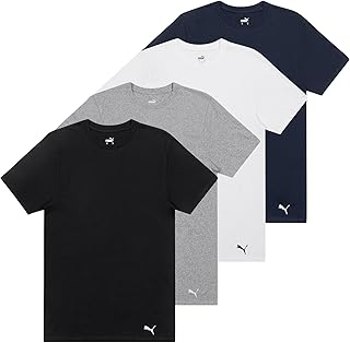 Puma Mens 4 Pack Cotton Crewneck Short Sleeve T-Shirt
