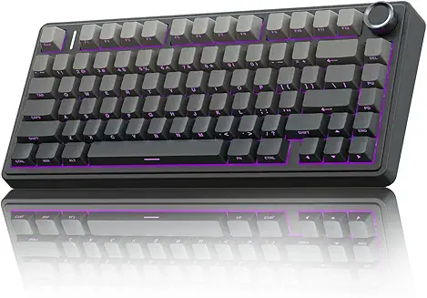 AULA F75 Pro Wireless Mechanical Keyboard,75% Hot Swappable Custom Keyboard with Knob,RGB Backlit,Pre-lubed Reaper Switches,Side Printed PBT Keycaps,2.4GHz/USB-C/BT5.0 Mechanical Gaming Keyboards Visi