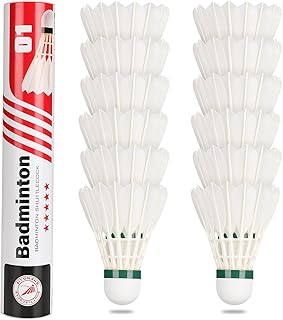 Philonext Goose Feather Badminton Shuttlecocks Birdies, 12 Pack Hight Speed Training Badminton Balls with Great Stability for Indoor Outdoor