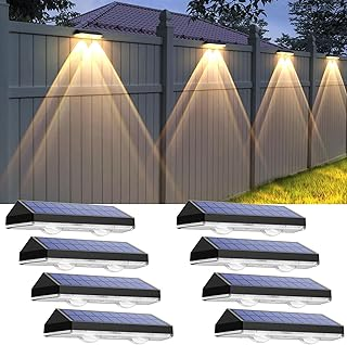LIANGLOME Solar Fence Lights Outdoor - 2700/4000/6000K 3 Mode, Waterproof LED, Fence Light Solar Powered for Outside,