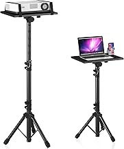 Projector Stand Tripod Adjustable, Laptop Height from 23.5 to 46.5 inches with Gooseneck Phone Holder, Floor for Office, Home, Stage, Studio, DJ Racks Holder Mount, 23.5inch-46.5inch