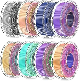 SUNLU 3D Printer Filament Bundle, Silk Filament Multicolor, Individually Vacuum Packed, Dual Color*5, Triple Color *3, 2kg in Total