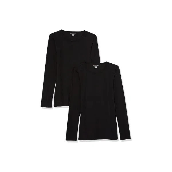 Women's Slim-Fit Layering Long Sleeve Knit Rib Crew Neck (Available in Plus Size), Pack of 2