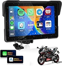 HD IPS Touch Screen Portable Wireless Apple Carplay Screen for Motorcycle&Wireless Android Auto GPS Navigation for Motorcycle,Car Play with Dual Bluetooth Waterproof,Siri,7Inch for Motorbike METEESER